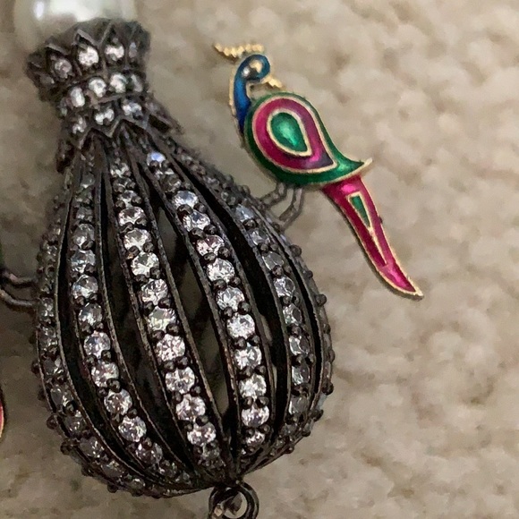 Peacock Adorned Cocktail Rhinestone Earrings *NEW* - Picture 4 of 8